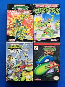 TMNT Tournament Fighters NES CIB + Teenage Mutant Ninja Turtles 1 2 3 NINTENDO !