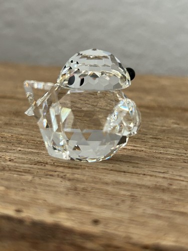 Statuina vintage firmata Swarovski miniatura cristallo uccellino pulcino occhi neri becco metallo - Foto 7 di 9