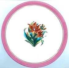 Antique Brownfield Dessert Comport Compote Tazza Pink Rim, Lilies Lily Cakeplate