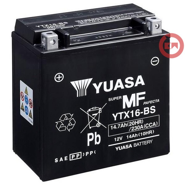 Batterie Yuasa YTX16-BS 12V 14Ah Kawasaki VN 1700 Light Tourer 2014 2015 2016-image
