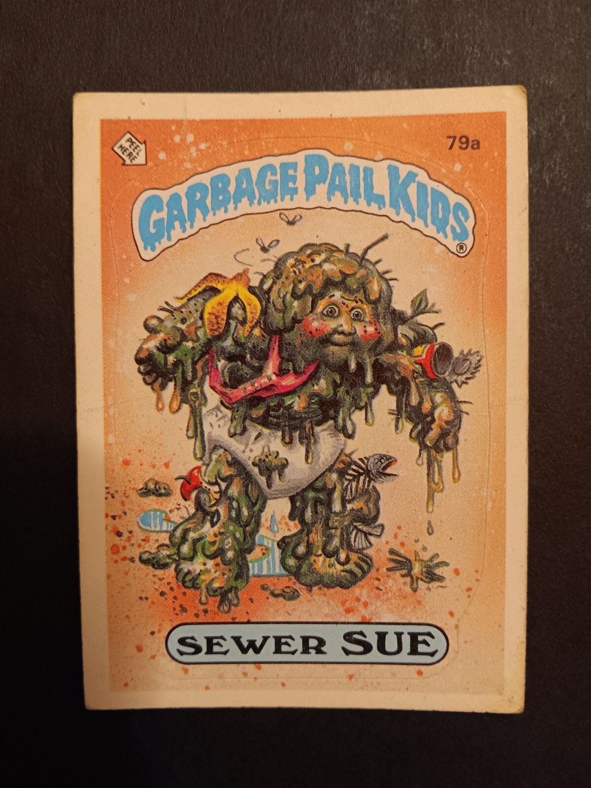GPK Garbage Pail Kids Card Sticker 1985 Series 2 OS2 Sewer SUE #79a