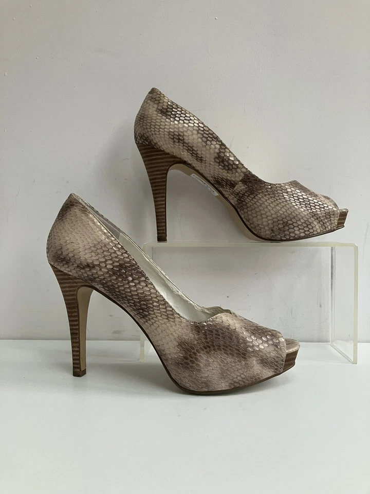 NINE WEST Shoes 6.5 Party Stiletto Heel Platform Glam Snakeskin 39.5 Classy - Image 4 of 4