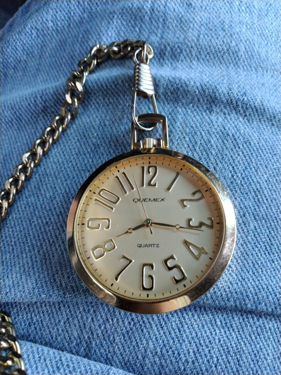 18k Gold Plated Quemex Quartz Pocket Watch | eBay
