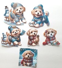 3D UPick Winter Puppy Dog Sled Snowman Scrapbook Card Embellishment 3959