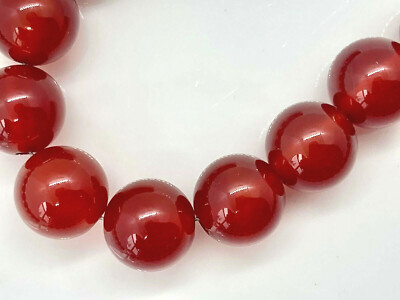 16'' Carnelian Gemstone Natural 10mm Bead Necklace 925 Solid Sterling Silver