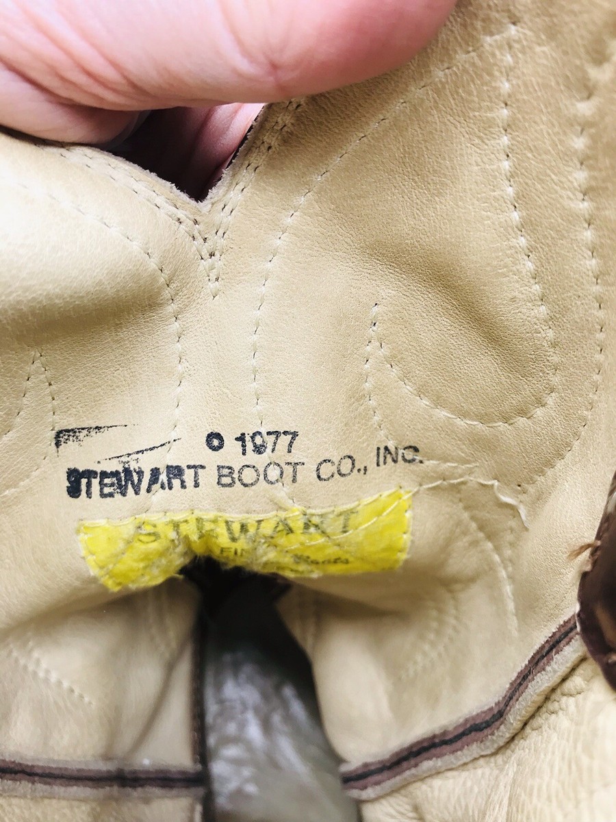 Vintage Stewart Hand Made 1977 Brown Western Boots w Toe  display picture 2