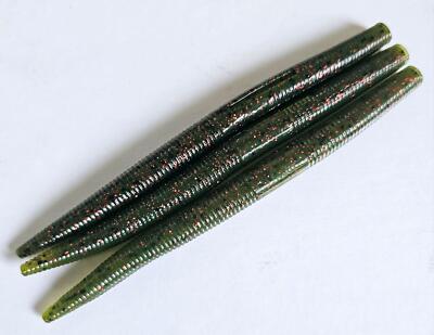 (Lot of 10) Stick Baits 5-3/8'' Green Pumpkin Red Flake Carolina~Texas Rigging!!