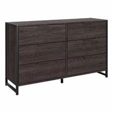kathy ireland® Home by Bush Furniture Atria 6 Drawer Dresser in Charcoal Gray
