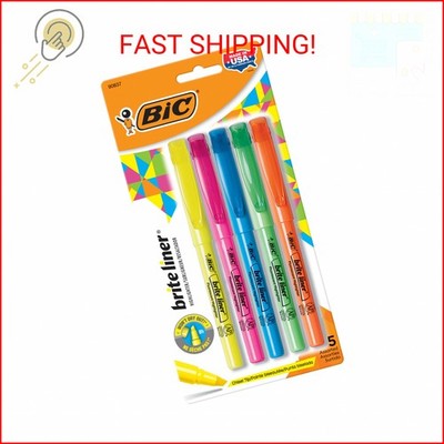 BIC Brite Liner Highlighters, Chisel Tip, 5-Count Pack of Highlighters Assorted