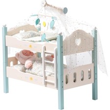 ROBOTIME Puppen Etagenbett Holz Kinder Puppenbett umbaubar Blau
