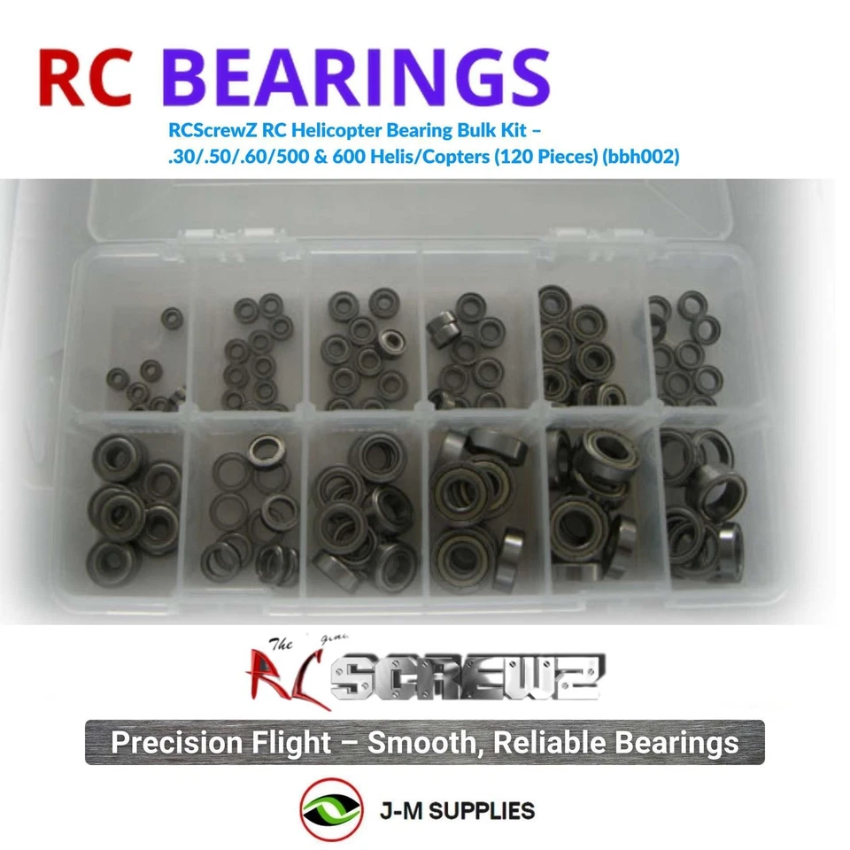 RCScrewZ RC Helicopter Bearing Bulk Kit –.30 .50 .60 500 600 Helis 120pcs bbh002 - Image 2 of 4