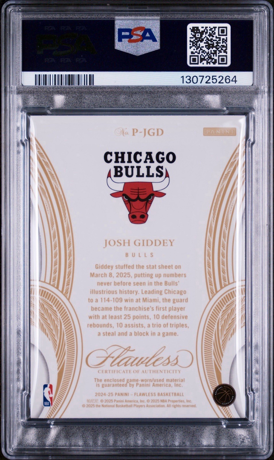 2024 PANINI FLAWLESS PATCH JOSH GIDDEY RUBY 10/15 💎🔥(GAME WORN PATCH) POP 1🔥 view 2