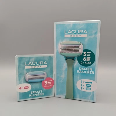 LACURA BODY Damen Rasierer Nassrasierer + Ersatzklingen Gleitstreifen NEU & OVP