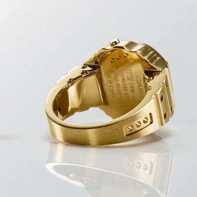 CASIO Gold Ring Watch CRW-001G-9JR w/Size Adjusting Spacer Limited