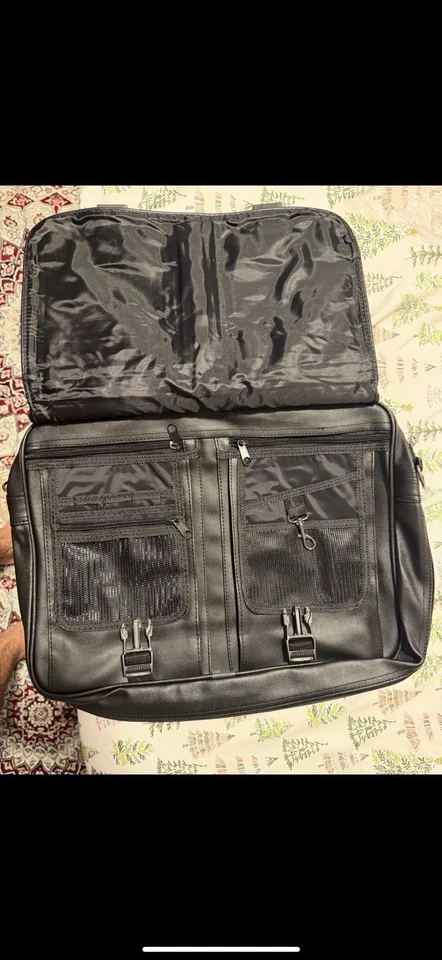 Maletín de cuero negro suave Renwick para computadora portátil bolsa de mensajero almacenamiento nuevo/con correa Foto 2 de 4