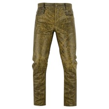 Bohmberg Herren Lederhose Bikerjeans 5 Pocket Jeans Lederjeans Vintage Braun