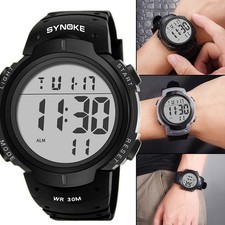 Mens Electronic LED Digital Watch Waterproof Sports Round Wrist Watches Outdoor