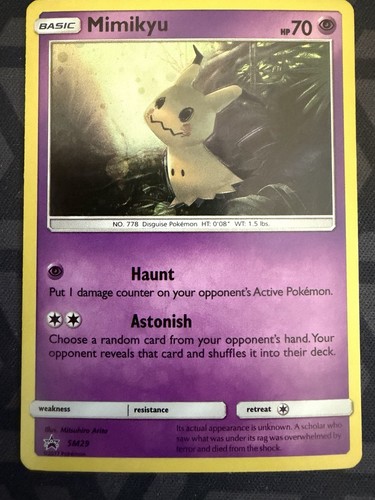 Pokémon TCG Mimikyu SM29 Sun & Moon Black Star Promo Holo Rare Card LP+