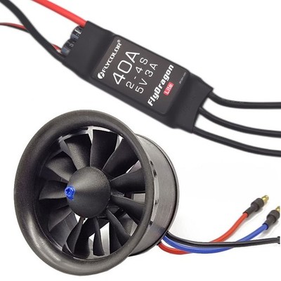 Flycolor EDF 50mm 4900KV 3S Maximum Thrust 770g 11 Blades Ducted Fan with RC ...