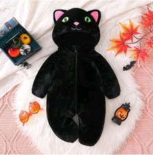 Baby 18-24 Months Animal Black Cat Halloween Costume Zip Up