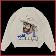 SALE 30 - Post Malone Blue Flame Crewneck Sweatshirt Reprint Gildan