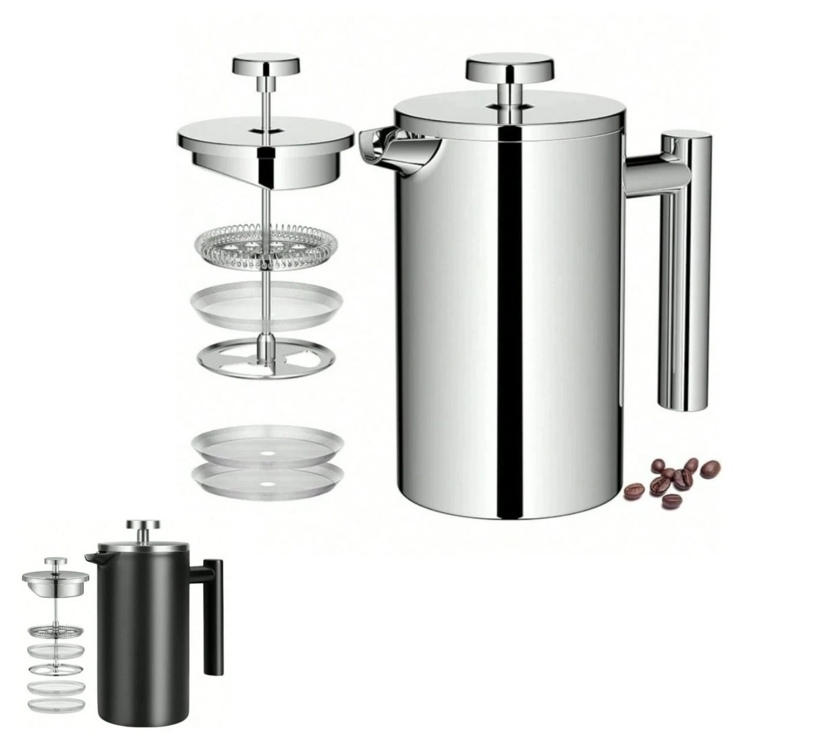 Stainless Steel French Press Maker Double Wall Insulated Portable 350/750 ML