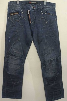 Cipo & Baxx Men's W34 L32 Dark Wash Distressed Biker Style Jeans ART C-645