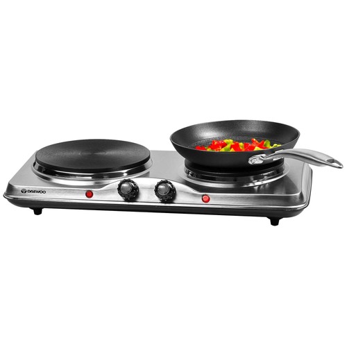 Daewoo Double Hot Plate Electric Hob – 2500W Tabletop Hob with 2 Ring Heating