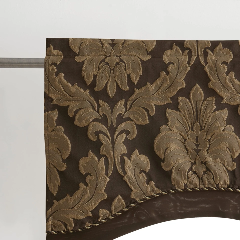 Cenefa festoneada en capas Darby de moda para el hogar renacentista con cordón, cafetería,... Foto 4 de 4