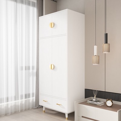 Freestanding Armoire 4 Doors Bedroom Wardrobe Storage Dresser Cabinet 2 Drawers