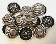 buttons waves silver tone 3/4" metal shank 5pcs