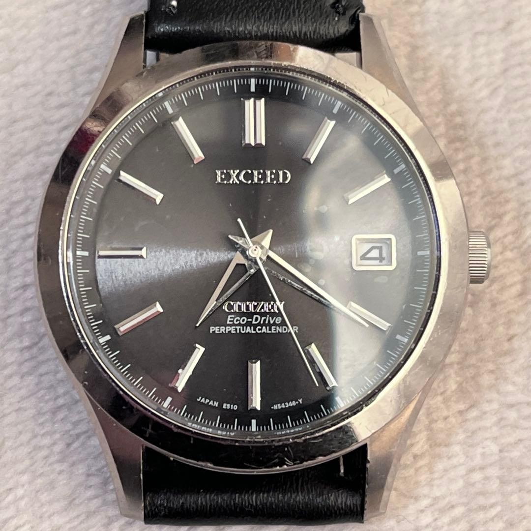 Citizen Exceed Eco Drive Perpetual Calendar Watch Black Dial E510