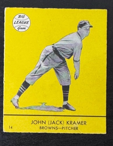 Jack Kramer [Yellow Background] #14 1941 Goudey card