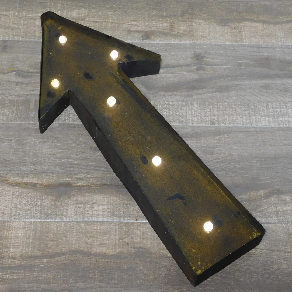 Rustic Lighted Arrow Sign Battery Operated 24x10.5 Lights Up Studio Decor - Image 2 of 4