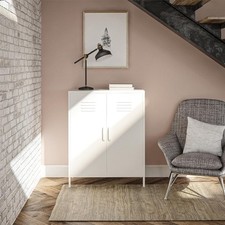 Dorel Mission District Metal Storage Cabinet - 2 Door - Soft White - 3 Shelves