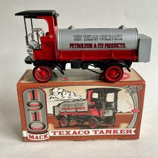 Vintage Ertl 1910 Mack Texaco Tanker Truck Diecast Coin Bank w/ KEY 