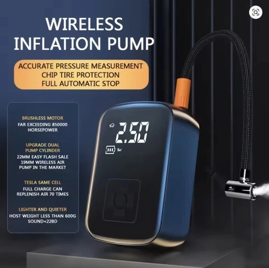 Bomba de aire portátil para automóvil Bomba infladora de neumáticos eléctrica inalámbrica inteligente digital D Foto 2 de 4