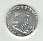 USA  1948 FRANKLIN SILVER HALF DOLLAR  EXTREMELY FINE