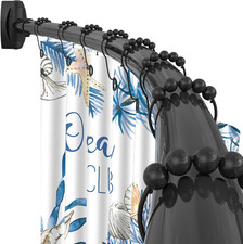 Curved Adjustable Shower Curtain Rod 35-82In Matte Black Rustproof Bathtub Rod