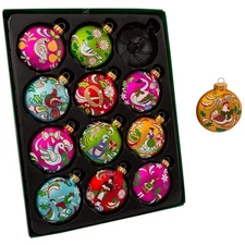 Kurt Adler Glass Ball Christmas Ornaments, 12 Days of Christmas (12-Piece) 2.5"