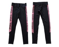Victoria Secret Pink Ultimate Leggings Sz Small Black Spellout Logo Joggers 2016