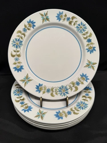 Rare Vintage Mikasa Blue Green Mediterrania 7.75” Salad Plates Set of 6 top knot