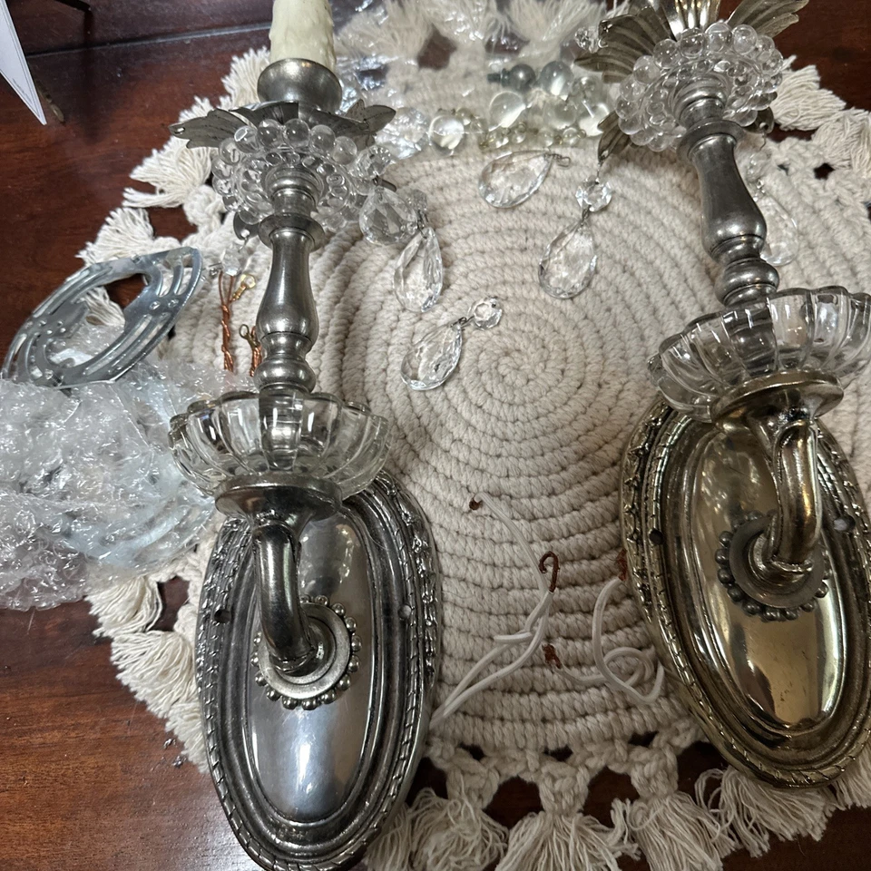 Juego de pares de apliques de pared de luz Crystorama Lighting 4521 nuevo en caja cristales OpenChrome A1 Foto 4 de 4