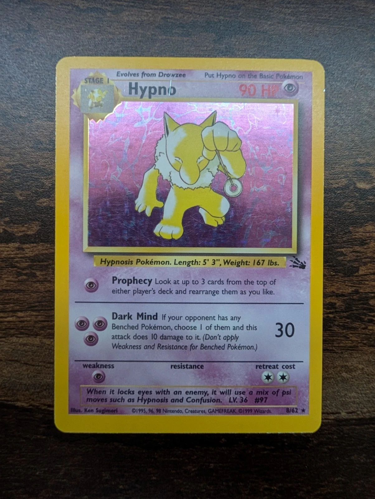 Pokémon TCG Hypno Fossil Holo Card 8/62