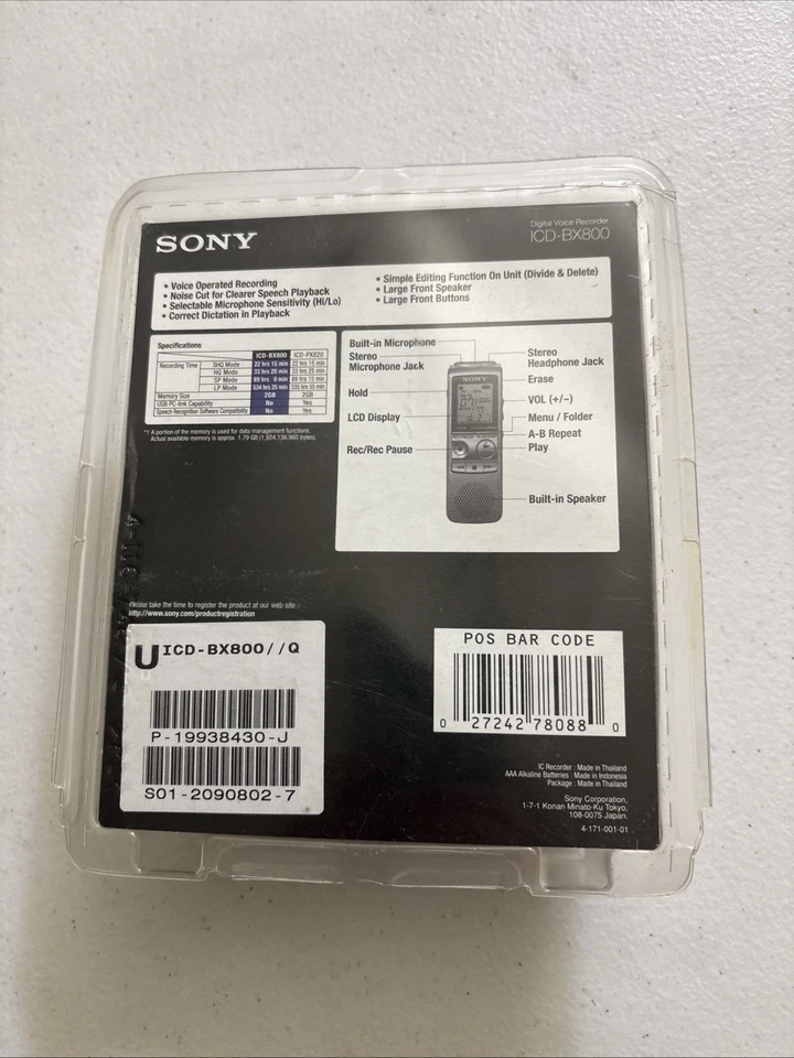 Sony ICD-BX800 (2 GB 539 Hrs ) Handheld Digital Voice Recorder NIP - Image 2 of 3