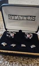 Vintage Silver-toned cufflinks and shirt studs with By Status