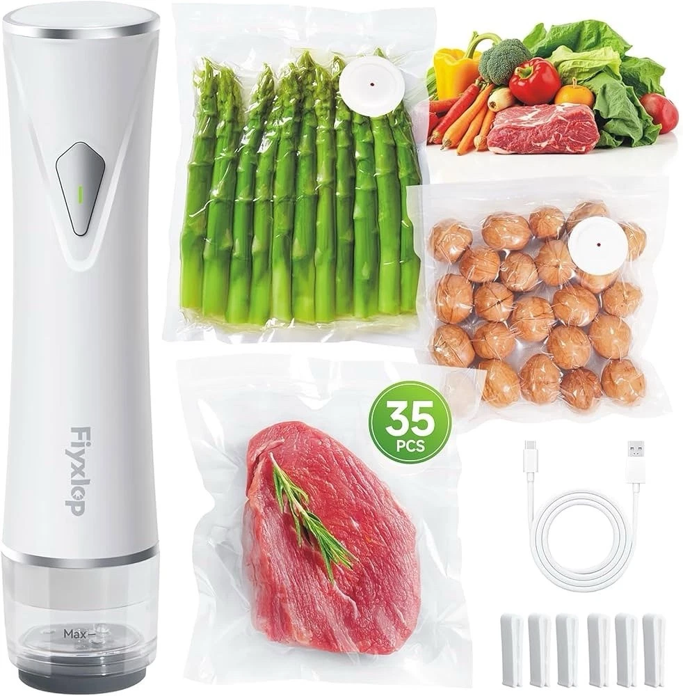 Handheld Vacuum Sealer, Premium Vacuum Sealer for Food + 35 Reusable Sous
