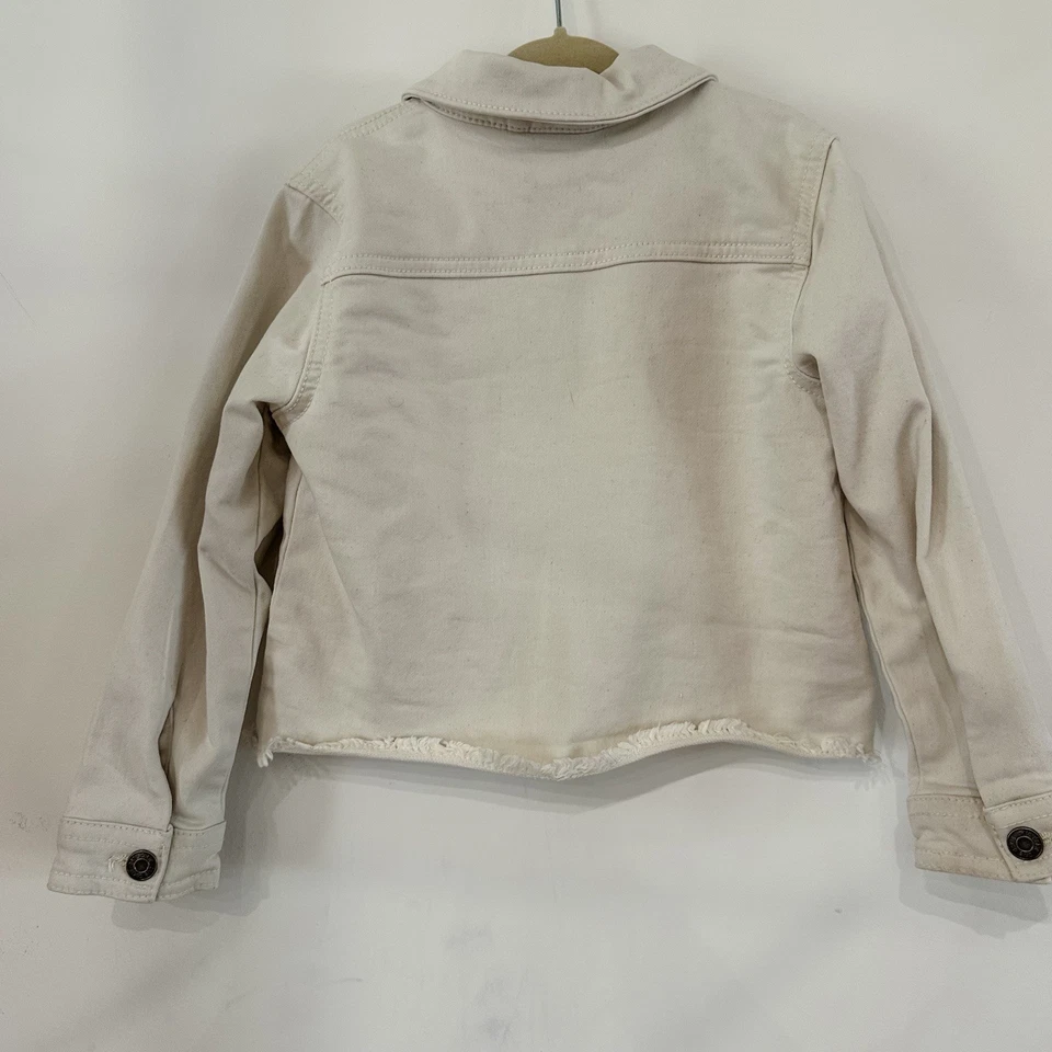 Toddler Girls 4T White Jean Jacket Okie Dokie Stretch Button Snap Front - Image 2 of 4