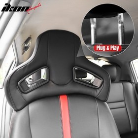 Pair Seat Headrest Black PU Rod Dia 14mm Space 140mm For Civic/BMW 3 Serise