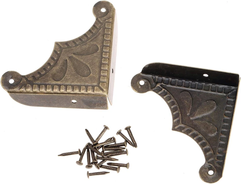 Cubiertas de esquina de caja de bronce antiguas, protectores de esquina decorativos protectores de bordes Foto 3 de 4